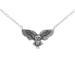 Sterling Silver Flying Owl Festoon Necklace