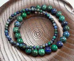 Azurite, Malachite, Chrysocolla Bracelet 4mm  Average Wrist