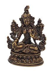 Bronze Statues Tara Buddha Kuber Laxmi: 2”x1.5” / White Tara