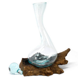 MGW-10 - Molten Glass on Wood - Wine Decanter MGW-10 - Molten Glass on Wood - Wine Decanter