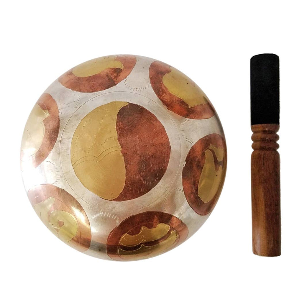 Tibetan Om Mane Padme Singing Bowl: L (5.5