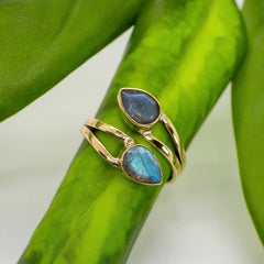 Brass Labradorite Wrap Ring: 6