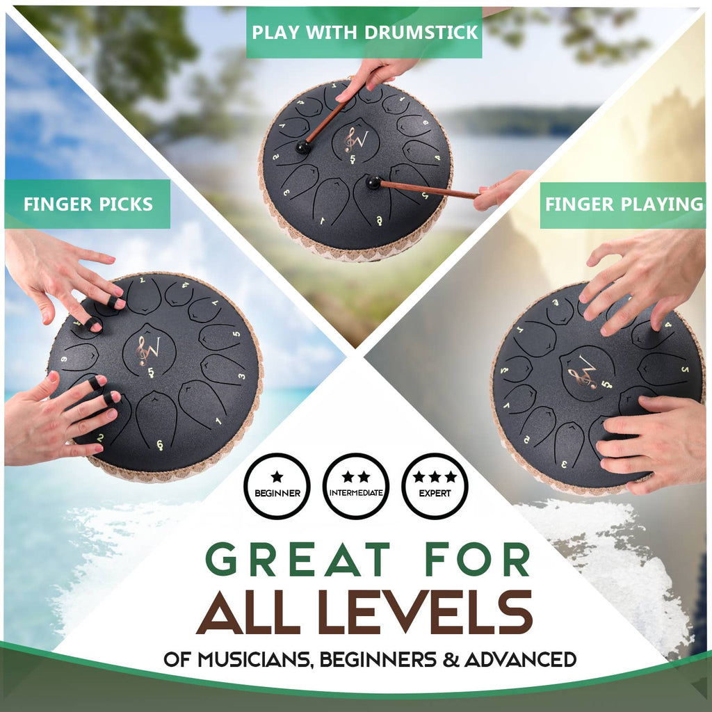 13-Note Steel Tongue Rain Drum Meditation Instrument: Blue - 12