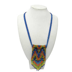 Square Beaded Seed Bead Fringe Medicine Pouch Necklace Bag Square Beaded Seed Bead Fringe Medicine Pouch Necklace Bag