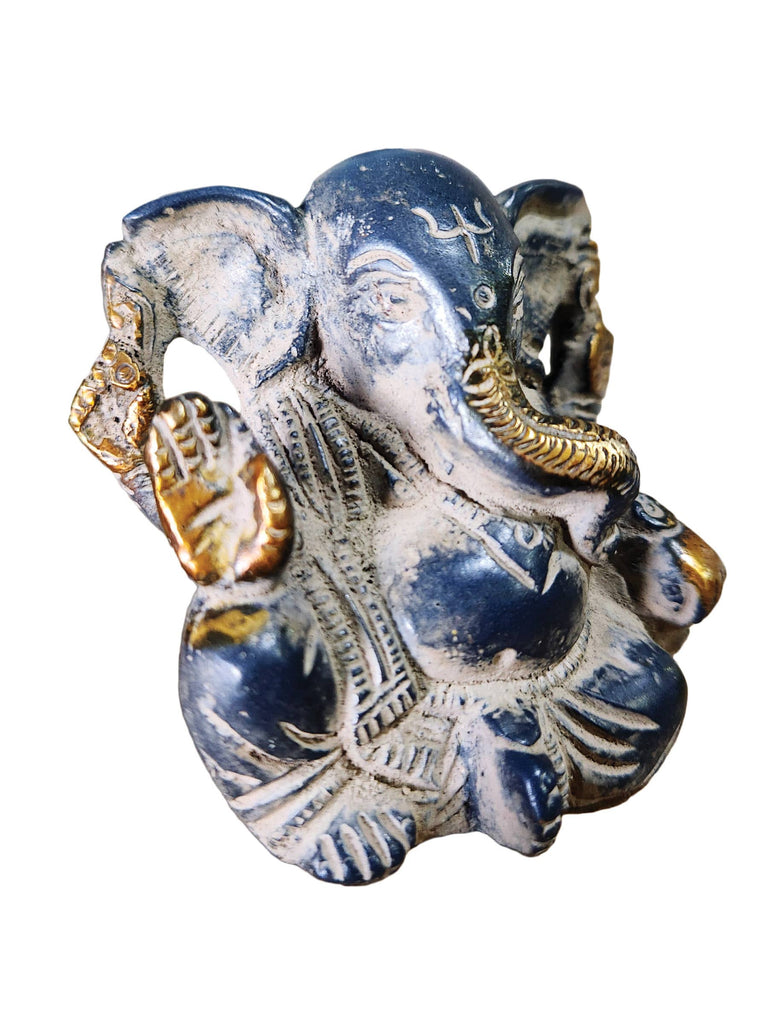 Brass Blessing Ganesha Statue Black Sand Finish : 2.2