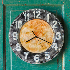 Clock Wall Decor With Black Rim, Compressed Capiz, Indoor