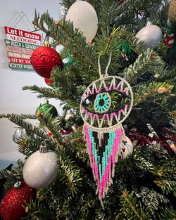 Round Beaded Evil Eye Dream Catcher Hanging Ornament Round Beaded Evil Eye Dream Catcher Hanging Ornament