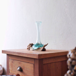 Glass on Whitewash Wood - Vase - Medium Glass on Whitewash Wood - Vase - Medium