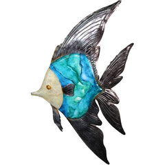 Blue Gem Bannerfish Wall Art - Metal & Capiz