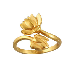 Double lotus open ring