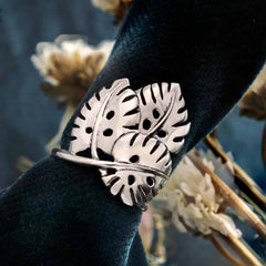 Sterling Silver Monstera Leaves Ring: 6