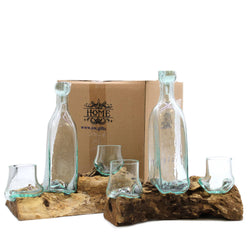MGW-07 - Molten Glass on Wood - Whisky Set MGW-07 - Molten Glass on Wood - Whisky Set