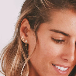 Moon & Star Blue Topaz Chain Earring Moon & Star Blue Topaz Chain Earring