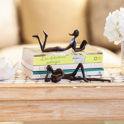 Man and Woman Leisurely Reading a Book Bronze Sculptures Man and Woman Leisurely Reading a Book Bronze Sculptures