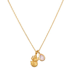 Lakshmi Good Fortune Necklace - rose quartz, gold, Lakshmi