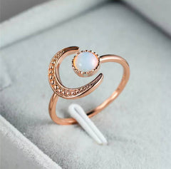 RP 66  moon and the star with shell   adjustable   ring