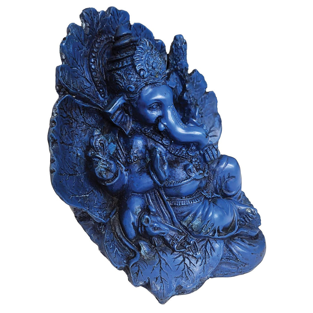 Blue Green Ganesh On A Leaf (Pack Of 2): 4.5