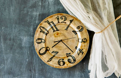 Clock Wall Decor Pearl With Black Numbers, Compressed Capiz