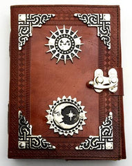 Sun and Moon Leather Embossed Journal