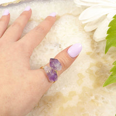Amethyst Rings (Adjustable) - Amethyst Gold Plated