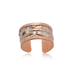 RF 12 Silver color irregular hammered Adjustable Copper Ring