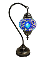 Hanging Mosaic Desk Lamp - Blue, Turquoise and White Star