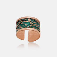 RF 14 Turquoise color irregular Adjustable Copper Ring