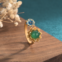 Double Flower Open Ring