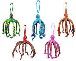 Beaded Octopus Figurine Seed Bead Hanging Ornament Beaded Octopus Figurine Seed Bead Hanging Ornament