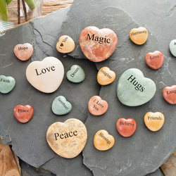 Miracle Stones - Jasper/Marble Heart Stones with Words: 2 Miracle Stones - Jasper/Marble Heart Stones with Words: 2