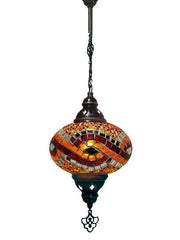 Hanging Mosaic Chandelier Lamp - Red/Orange Wave Knot