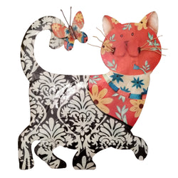 Cat Wall Decor Black And Red, Capiz & Metal, Outdoor Safe Cat Wall Decor Black And Red, Capiz & Metal, Outdoor Safe