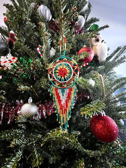 Round Beaded Dream Catcher Seed Bead Hanging Ornament Round Beaded Dream Catcher Seed Bead Hanging Ornament