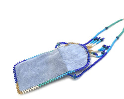 Suede Beaded Seed Bead Fringe Medicine Pouch Necklace Bag Suede Beaded Seed Bead Fringe Medicine Pouch Necklace Bag