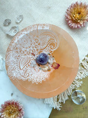 PEACH Selenite Offering Bowl Trinket Dish