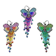 Beaded Butterfly Figurine Seed Bead Fringe Dangle Ornament