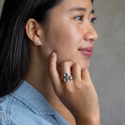 Adjustable Dogwood Flower and Leaf Ring: Bronze Adjustable Dogwood Flower and Leaf Ring: Bronze