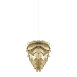 White Cord Conia Brass Medium Plug-In Pendant, White Cord