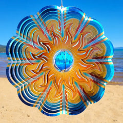 Crystal Aqua Sun - Large Wind Spinner