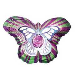 Crystal Pink Butterfly - Large Wind Spinner
