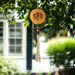 Hanging Lotus Pine Slice Ornament