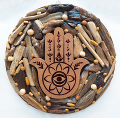 Driftwood Round Hamsa