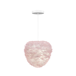 Eos Evia Large Hardwired Pendant in Light Rose, White Cord