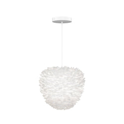 Eos Evia Large Hardwired Pendant in White, White canopy/cord