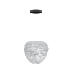 Eos Evia Large Hardwired Pendant in Grey, Black canopy/cord