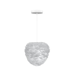 Eos Evia Large Hardwired Pendant in Grey, White canopy/cord