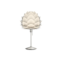 Aluvia Table Lamp in Pearl White, Brushed Steel Base