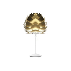 Aluvia Table Lamp in Brushed Brass, White Base