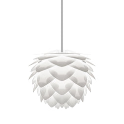 Silvia White Medium Plug-In Pendant, Black Cord