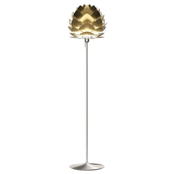 Aluvia Floor Lamp in Brushed Brass, Brushed Steel Base